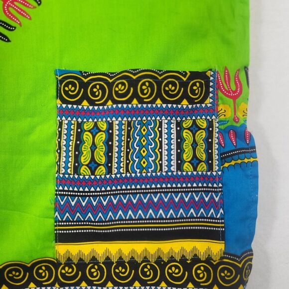 Big Mama Dashiki Hippie Green Colorful Traditional African Top Shirt Size Large - Picture 5 of 7